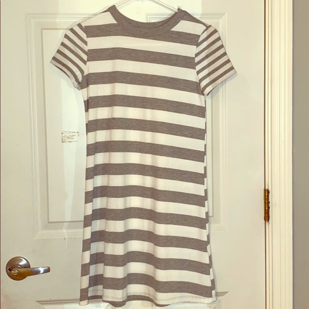 Grey and white T-shirt dress